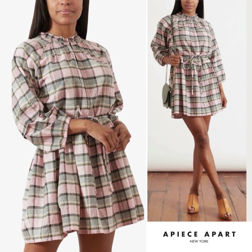 Apiece Apart Laguna Pink Madras Mini Dress Xs Nwt